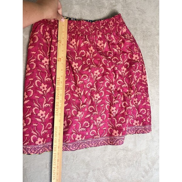 Sundance Skirt Women's Blue Pink Floral Reversible Mini Smocked Boho Medium - Picture 9 of 9